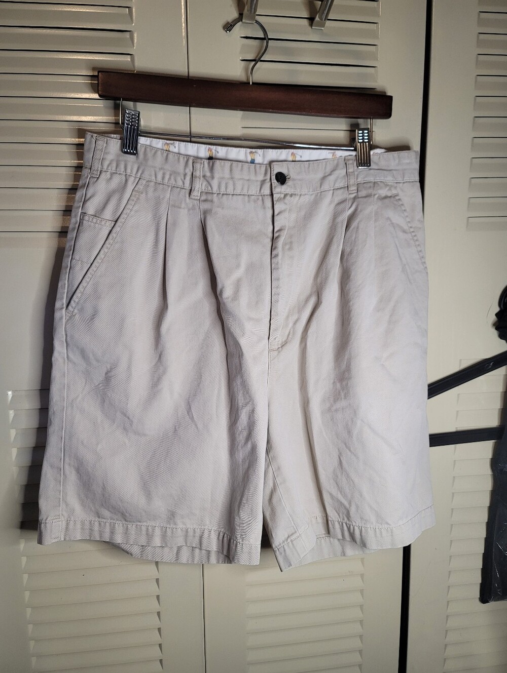 Vintage Pivot Rules Shorts Mens 36 Beige Linen Cotton Pleated Golf Bermuda 90s